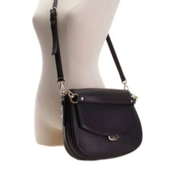 Kate Spade Mulberry Street Alicia Leather Shoulder Crossbody Saddle Bag Black - Picture 15 of 15